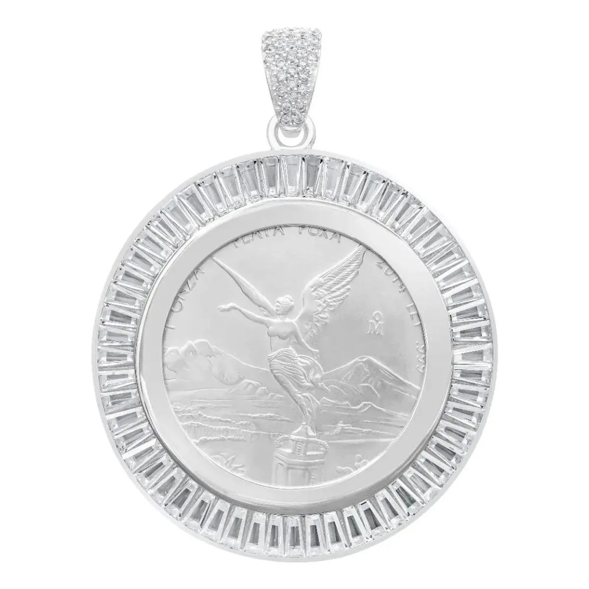 Dije Moneda Onza Plata Fina 925 Zirconia Hombre - Joyaris joyería artesanal mexicana para hombre