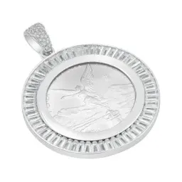 Dije Moneda Onza Plata 925 Zirconia Diseño Moderno Hombre - Imagen 3