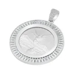 Dije Moneda Onza Plata 925 Zirconia Diseño Moderno Hombre - Imagen 4