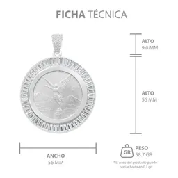 Dije Moneda Onza Plata 925 Zirconia Diseño Moderno Hombre - Imagen 6