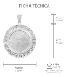 Dije Moneda Onza Plata Fina 925 Zirconia Diseño Moderno Hombre - Imagen 6