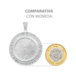 Dije Moneda Onza Plata 925 Zirconia Diseño Moderno Hombre - Imagen 7