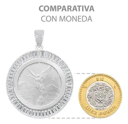 Dije Moneda Onza Plata Fina 925 Zirconia Diseño Moderno Hombre - Imagen 7