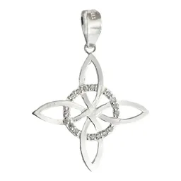 Dije Nudo Bruja Celta Plata 925 con Zirconia Transparente - Imagen 1