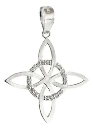 Dije Nudo Bruja Celta Plata 925 con Zirconia Transparente - Imagen 1