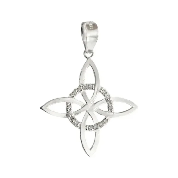 Dije Nudo Bruja Celta Plata 925 con Zirconia Transparente - Imagen 1