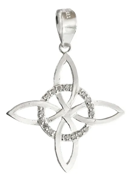 Dije Nudo Bruja Celta Plata 925 con Zirconia Transparente - Imagen 1