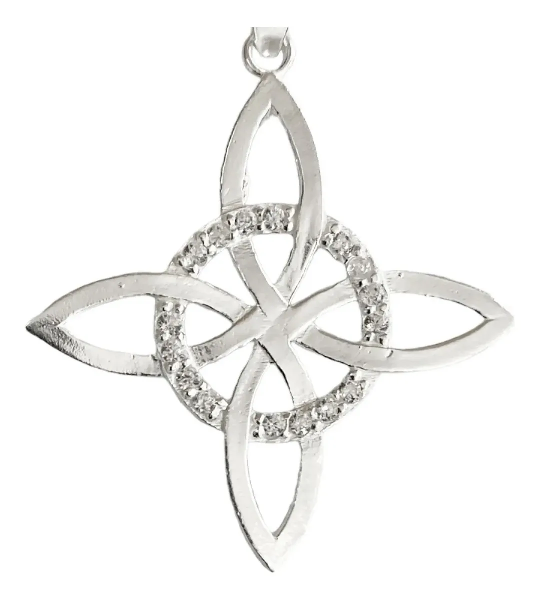 Dije Nudo Bruja Celta Plata 925 con Zirconia Transparente - Imagen 1