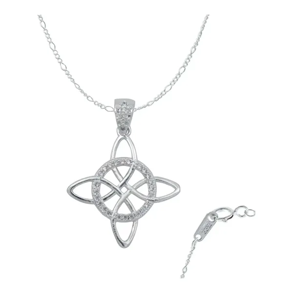 Dije Nudo Bruja Celta Plata 925 Zirconia con Cadena Figaro - Imagen 1