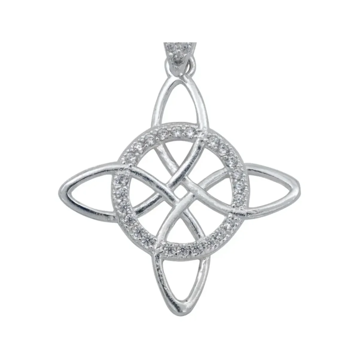 Dije Nudo Bruja Celta Plata 925 Zirconia con Cadena Figaro - Imagen 3
