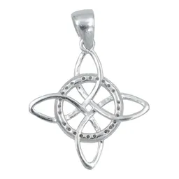Dije Nudo Bruja Celta Plata 925 Zirconia con Cadena Figaro - Imagen 4