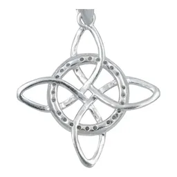 Dije Nudo Bruja Celta Plata 925 Zirconia con Cadena Figaro - Imagen 5