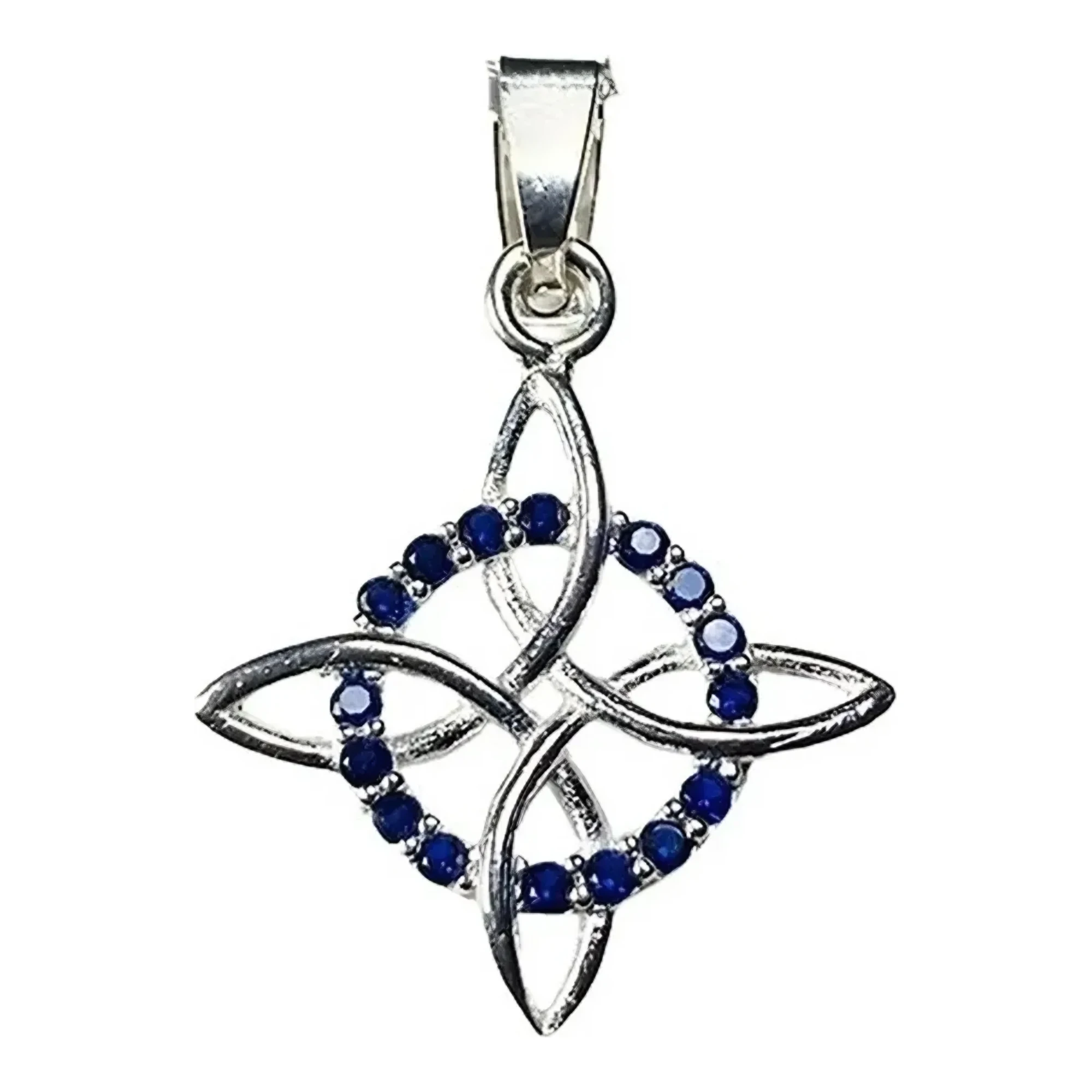 Dije Nudo Bruja Celta Plata 925 con Zirconia Azul - Joyería fina artesanal mexicana Joyaris amuleto