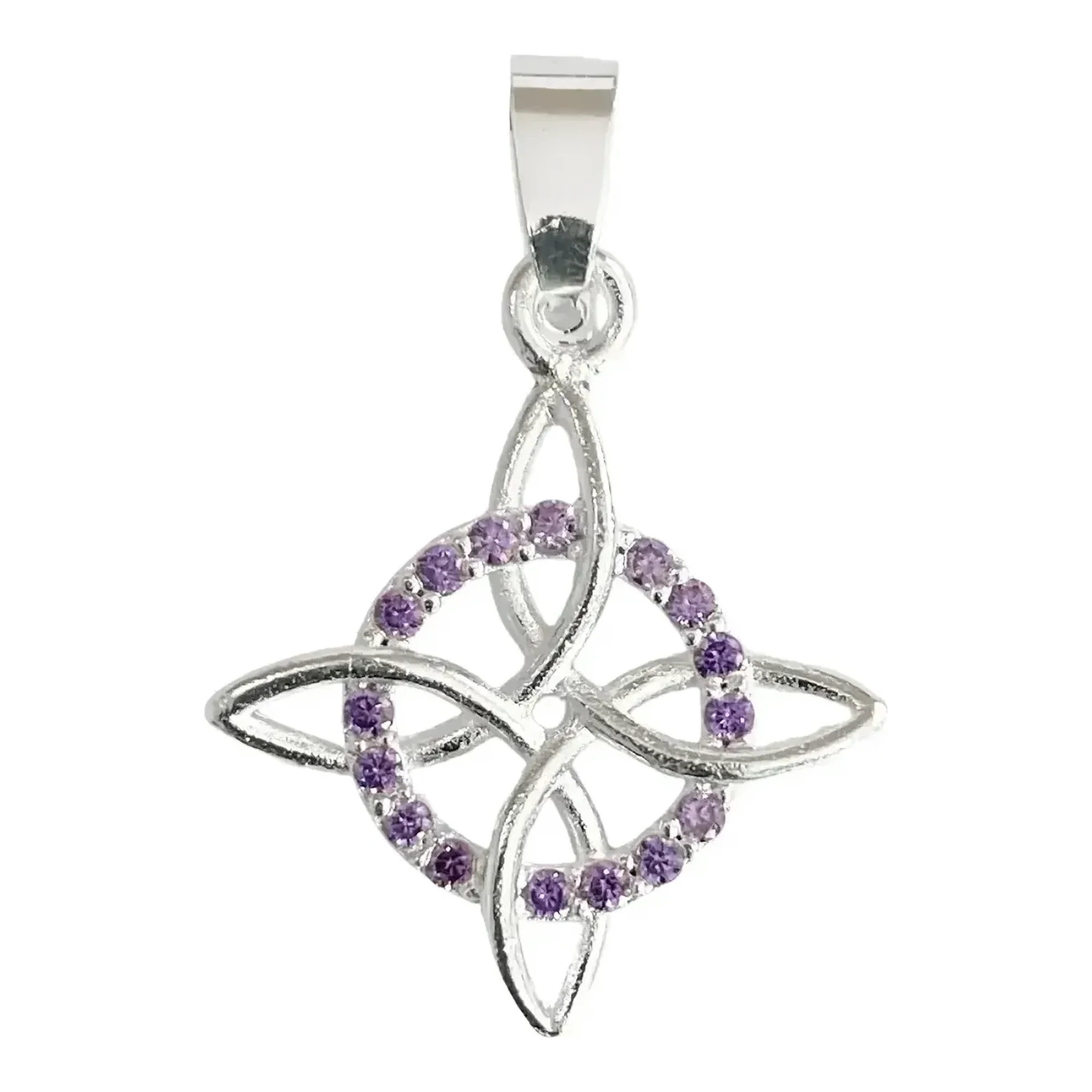 Dije nudo bruja celta en auténtica plata .925 nacional con zirconia morada engastada amuleto de protección contra envidias