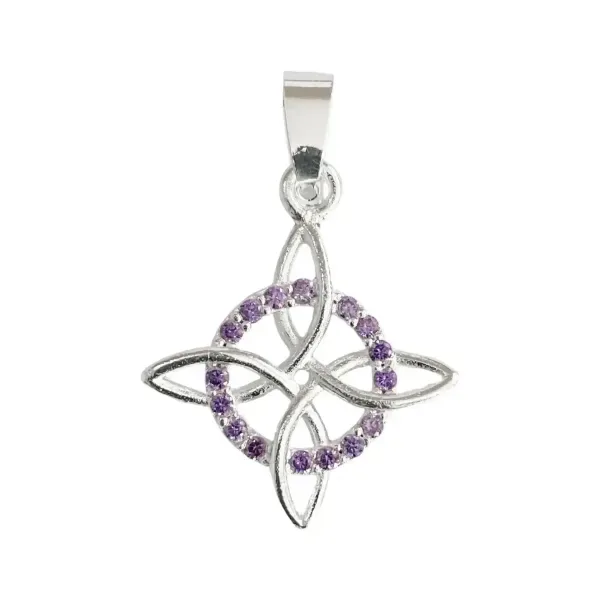 Dije Nudo Bruja Celta Plata 925 Zirconia Morada - Imagen 1