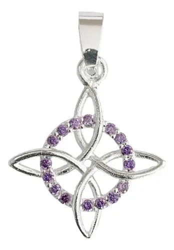 Dije Nudo Bruja Celta Plata 925 Zirconia Morada - Imagen 1