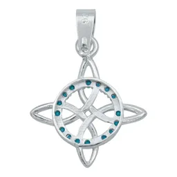 Dije Nudo Bruja Celta Plata 925 con Zirconia Turquesa - Imagen 1