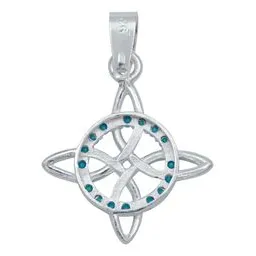 Dije Nudo Bruja Celta Plata 925 con Zirconia Turquesa - Imagen 1