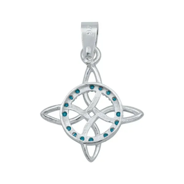 Dije Nudo Bruja Celta Plata 925 con Zirconia Turquesa - Imagen 1