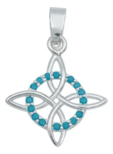 Dije Nudo Bruja Celta Plata 925 con Zirconia Turquesa - Imagen 1