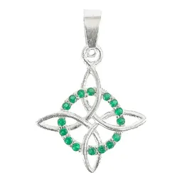 Dije Nudo Bruja Celta Plata 925 Zirconia Verde - Imagen 1