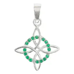 Dije Nudo Bruja Celta Plata 925 Zirconia Verde - Imagen 1