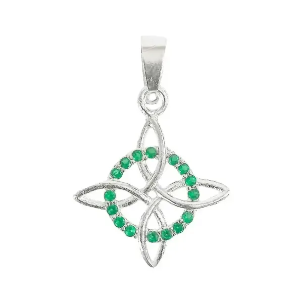 Dije Nudo Bruja Celta Plata 925 Zirconia Verde - Imagen 1
