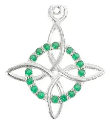 Dije Nudo Bruja Celta Plata 925 Zirconia Verde - Imagen 2