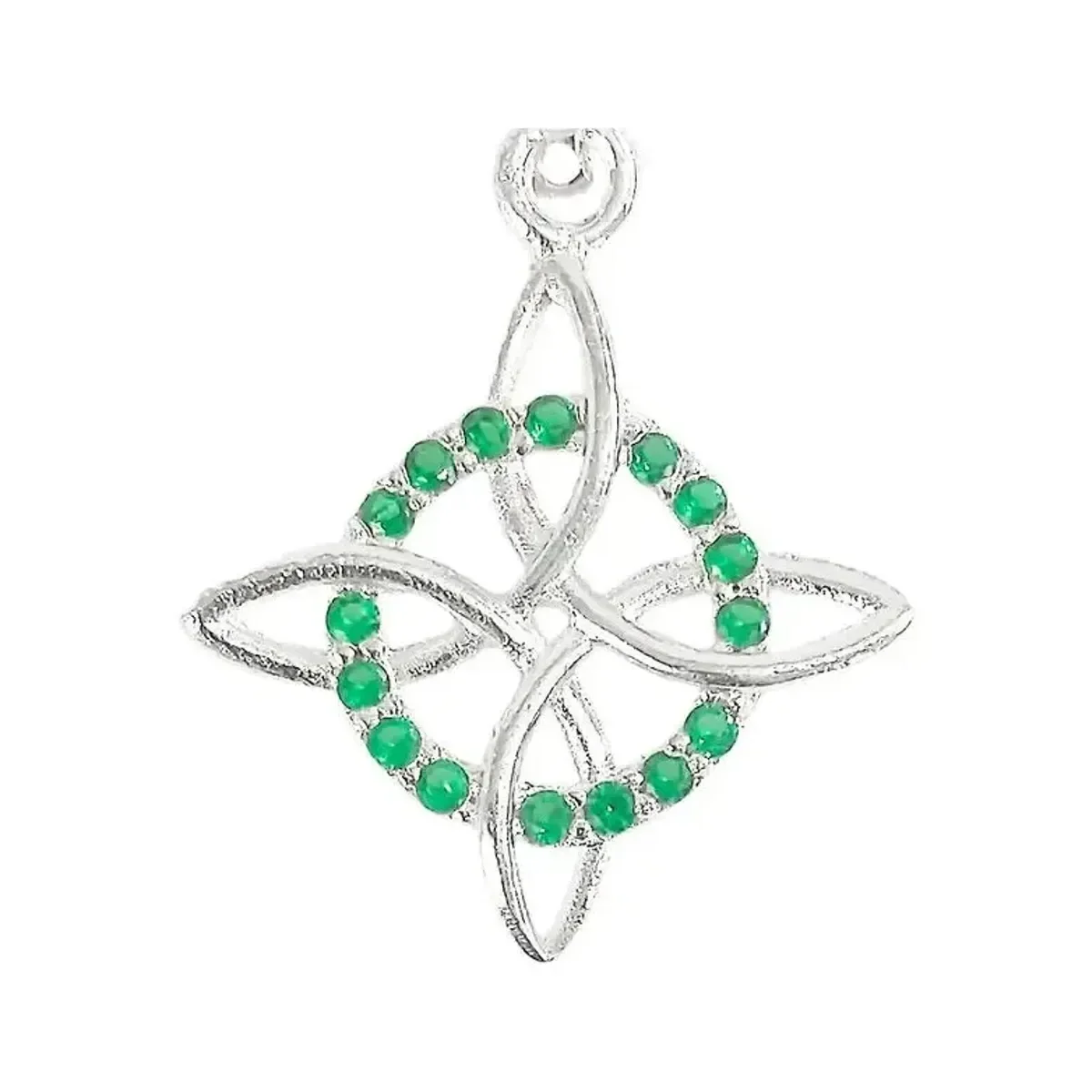 Dije Nudo Bruja Celta Plata 925 Zirconia Verde - Imagen 2