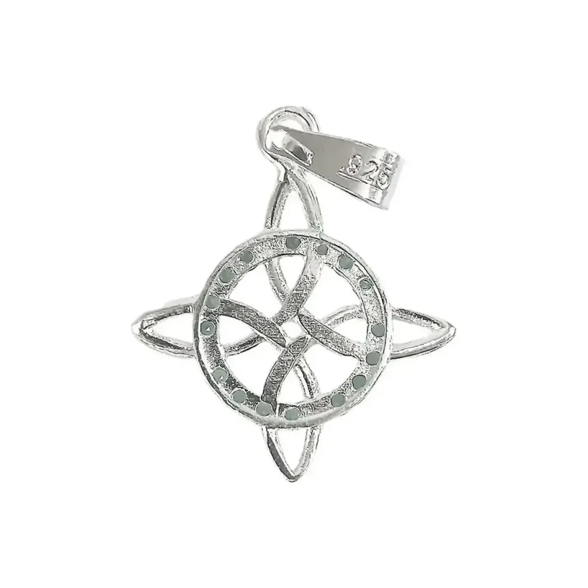 Dije Nudo Bruja Celta Plata 925 Zirconia Verde - Imagen 3