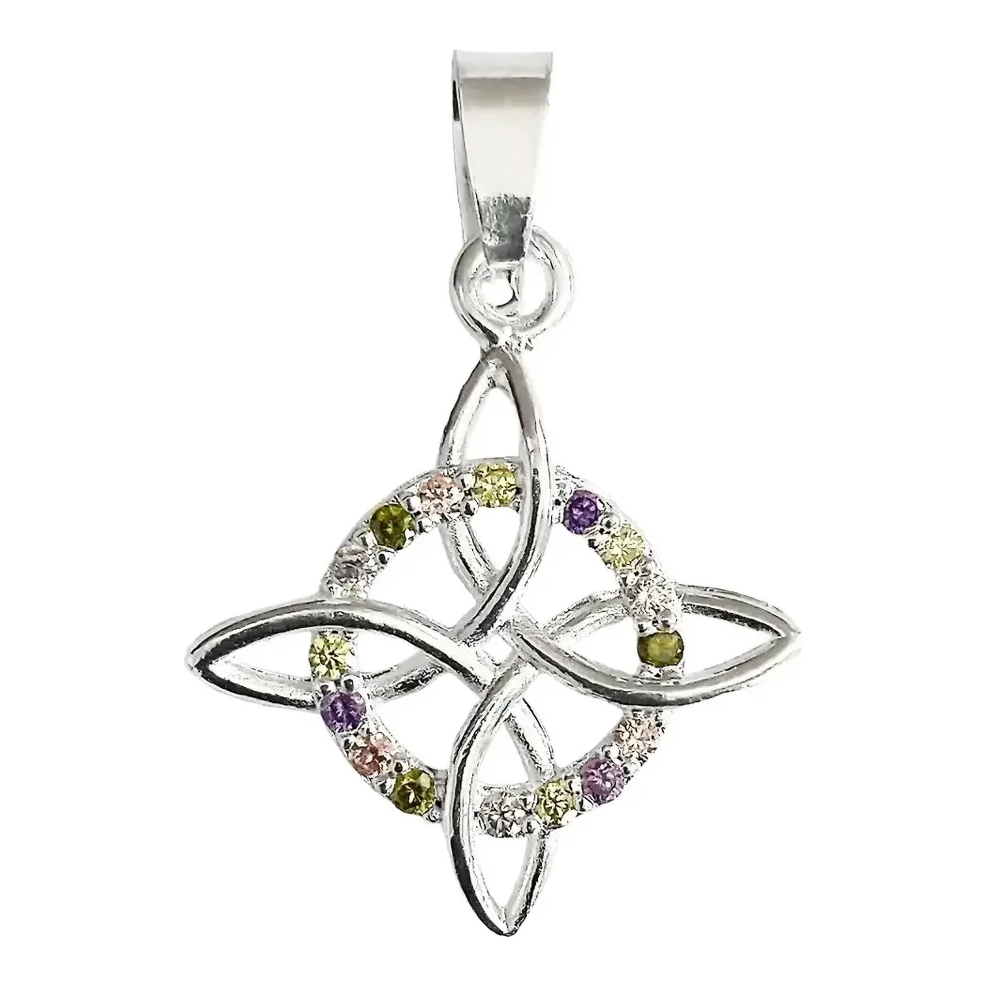 Dije nudo de bruja original de plata .925 nacional con zirconias multicolor amuleto contra envidias y proteccion magica wicca