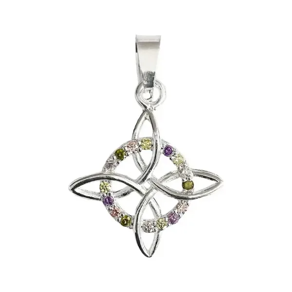 Dije Nudo Bruja Celta Plata 925 con Zirconias Multicolor - Imagen 1