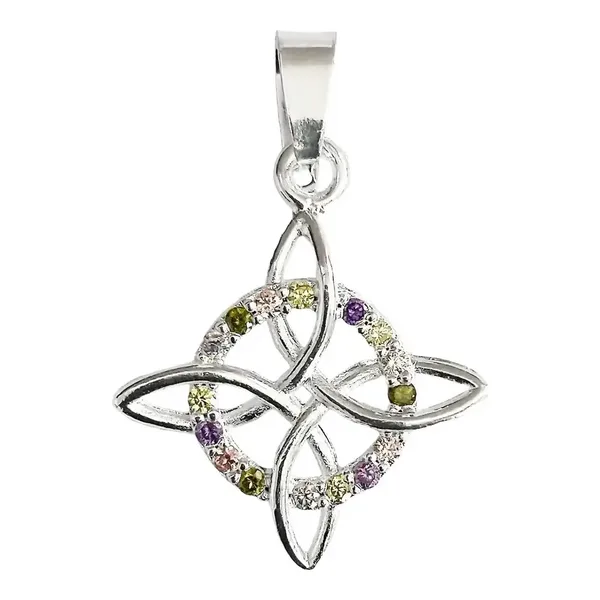 Dije Nudo Bruja Celta Plata 925 con Zirconias Multicolor - Imagen 1