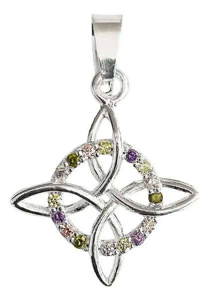 Dije Nudo Bruja Celta Plata 925 con Zirconias Multicolor - Imagen 1