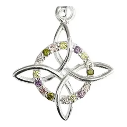 Dije Nudo Bruja Celta Plata 925 con Zirconias Multicolor - Imagen 2