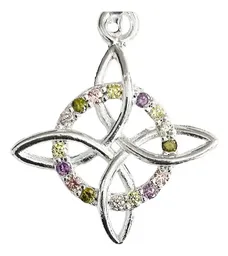 Dije Nudo Bruja Celta Plata 925 con Zirconias Multicolor - Imagen 2