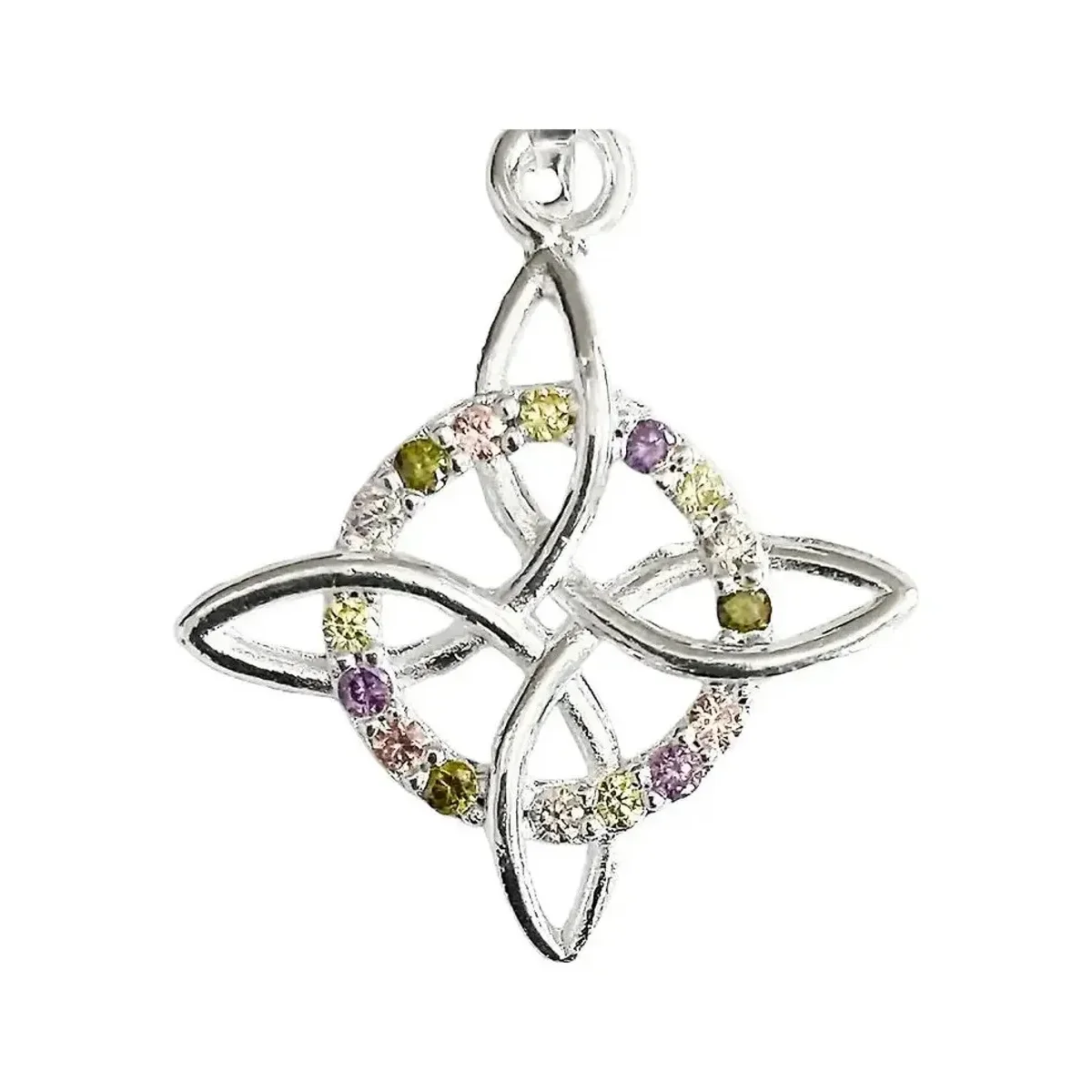 Dije Nudo Bruja Celta Plata 925 con Zirconias Multicolor - Imagen 2