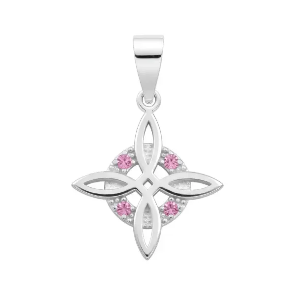 Dije Nudo Bruja Celta Plata 925 con Zirconias Rosas - Imagen 1