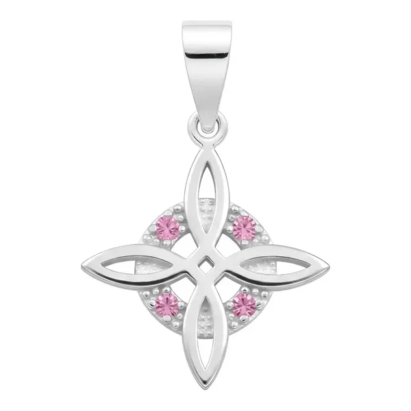 Dije Nudo Bruja Celta Plata 925 con Zirconias Rosas - Imagen 1