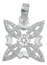 Dije Nudo Bruja Fases Luna Estrella Plata 925 Zirconia Blanca - Imagen 1