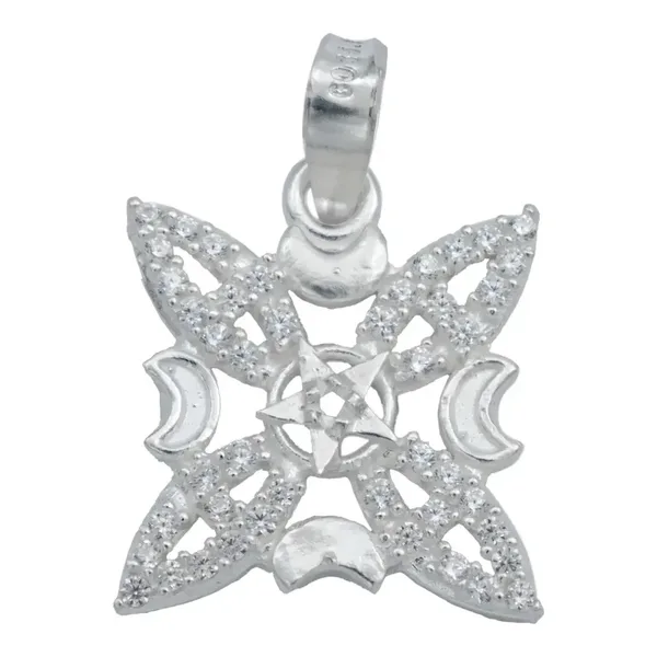 Dije Nudo Bruja Fases Luna Estrella Plata 925 Zirconia Blanca - Imagen 1