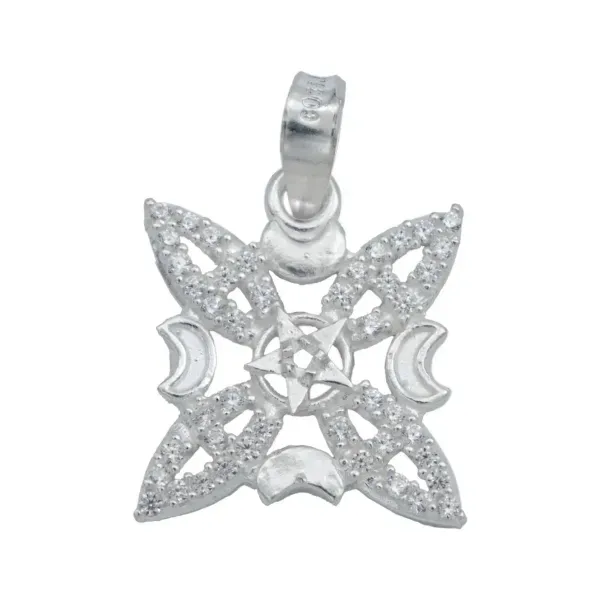 Dije Nudo Bruja Fases Luna Estrella Plata 925 Zirconia Blanca - Imagen 1