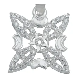 Dije Nudo Bruja Fases Luna Estrella Plata 925 Zirconia Blanca - Imagen 2