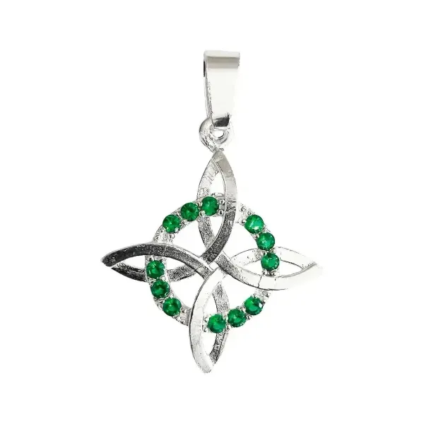 Dije Nudo Bruja Plano Plata 925 con Zirconia Verde - Imagen 1