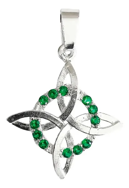 Dije Nudo Bruja Plano Plata 925 con Zirconia Verde - Imagen 1