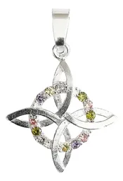 Dije Nudo Bruja Plata 925 Plano con Zirconia Multicolor - Imagen 1