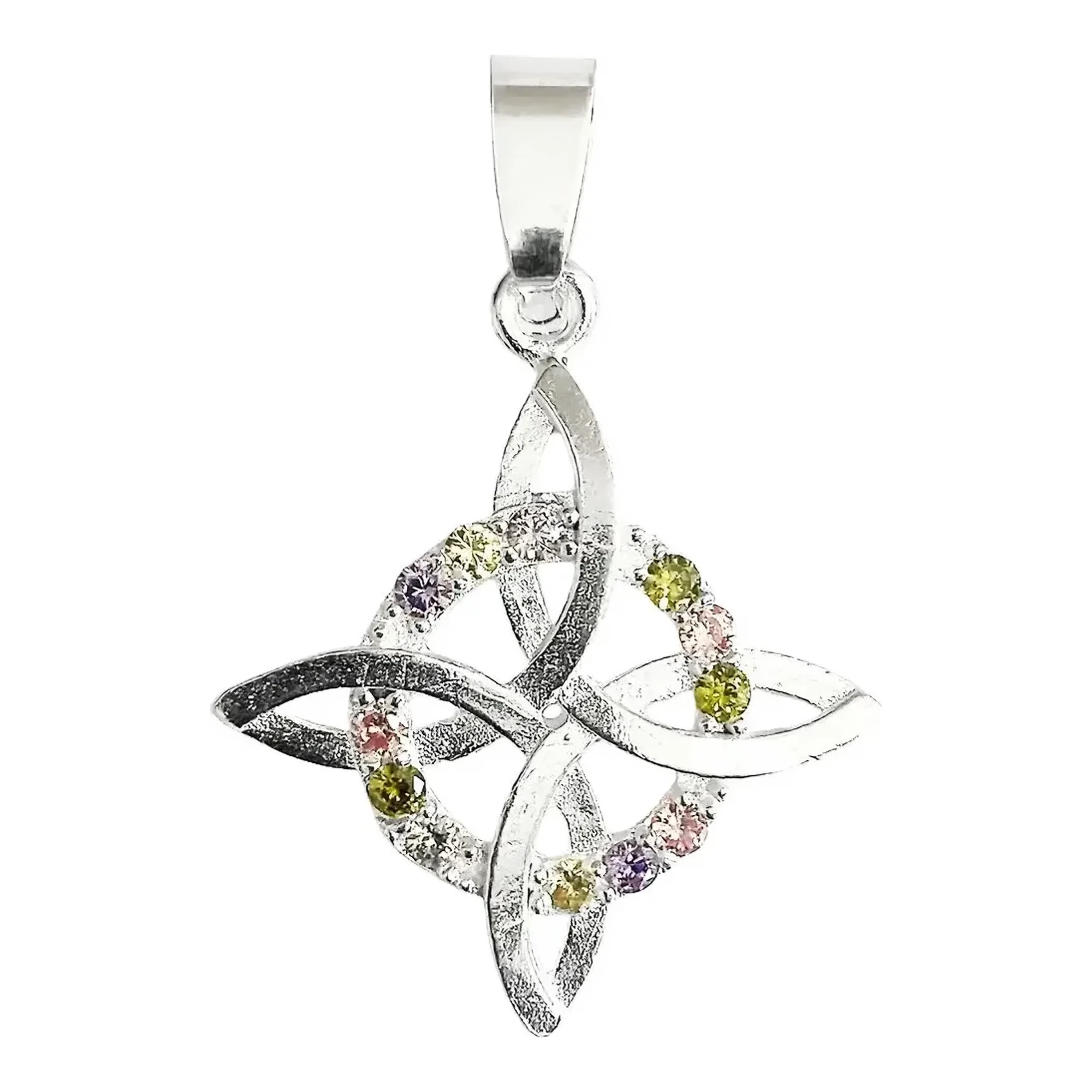 Dije nudo de bruja plano en auténtica plata ley 925 nacional con zirconias multicolor amuleto wicca contra envidias y mal de