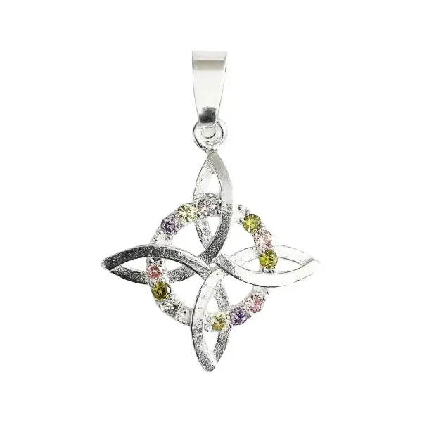 Dije Nudo Bruja Plata 925 Plano con Zirconia Multicolor - Imagen 1