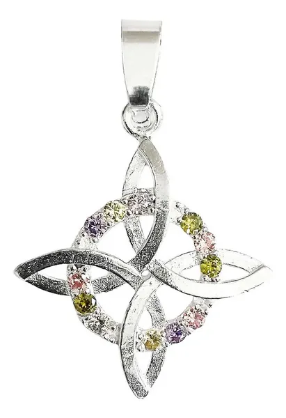 Dije Nudo Bruja Plata 925 Plano con Zirconia Multicolor - Imagen 1