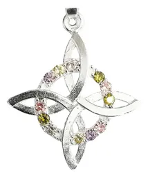 Dije Nudo Bruja Plata 925 Plano con Zirconia Multicolor - Imagen 2
